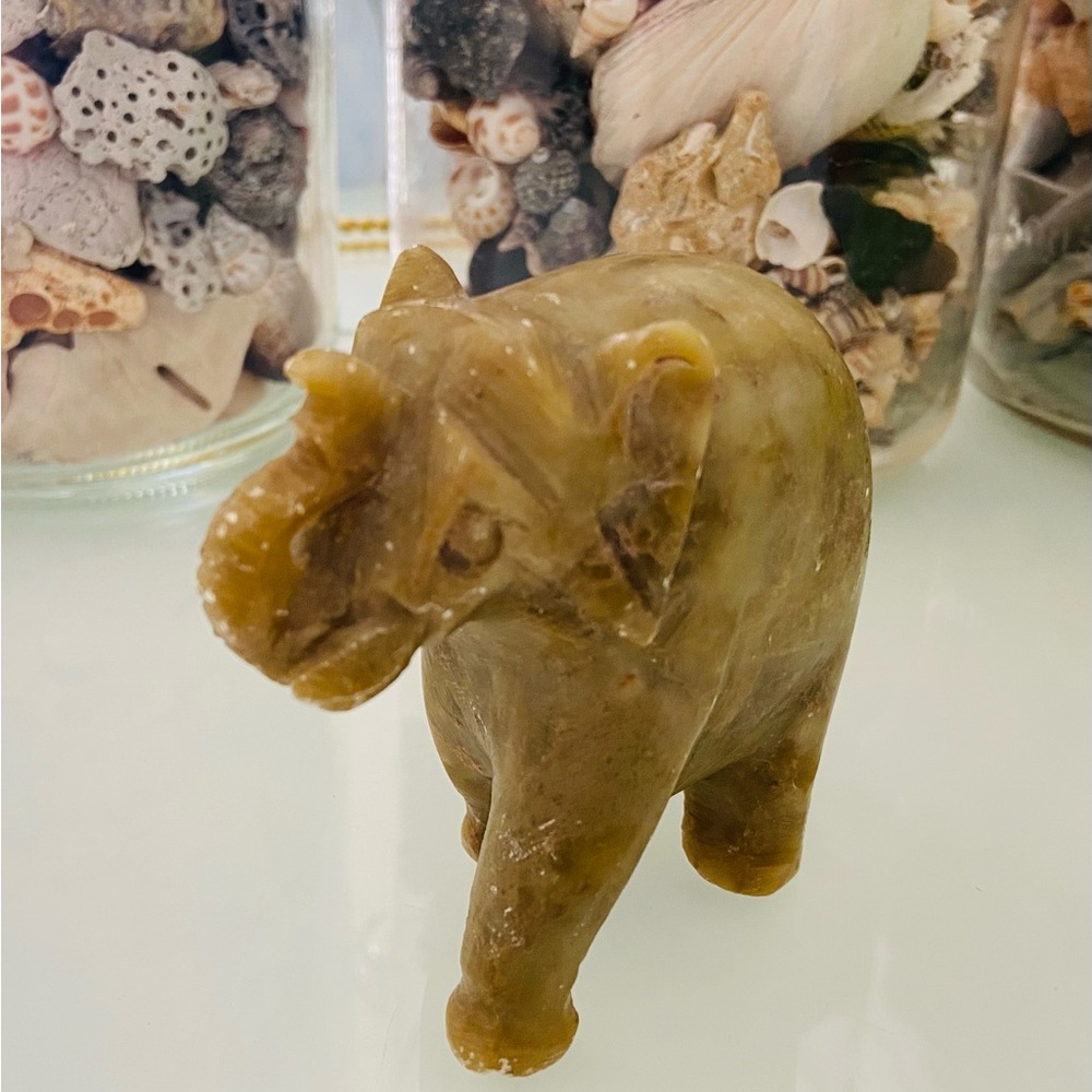 Small Carved Alabaster Elephant